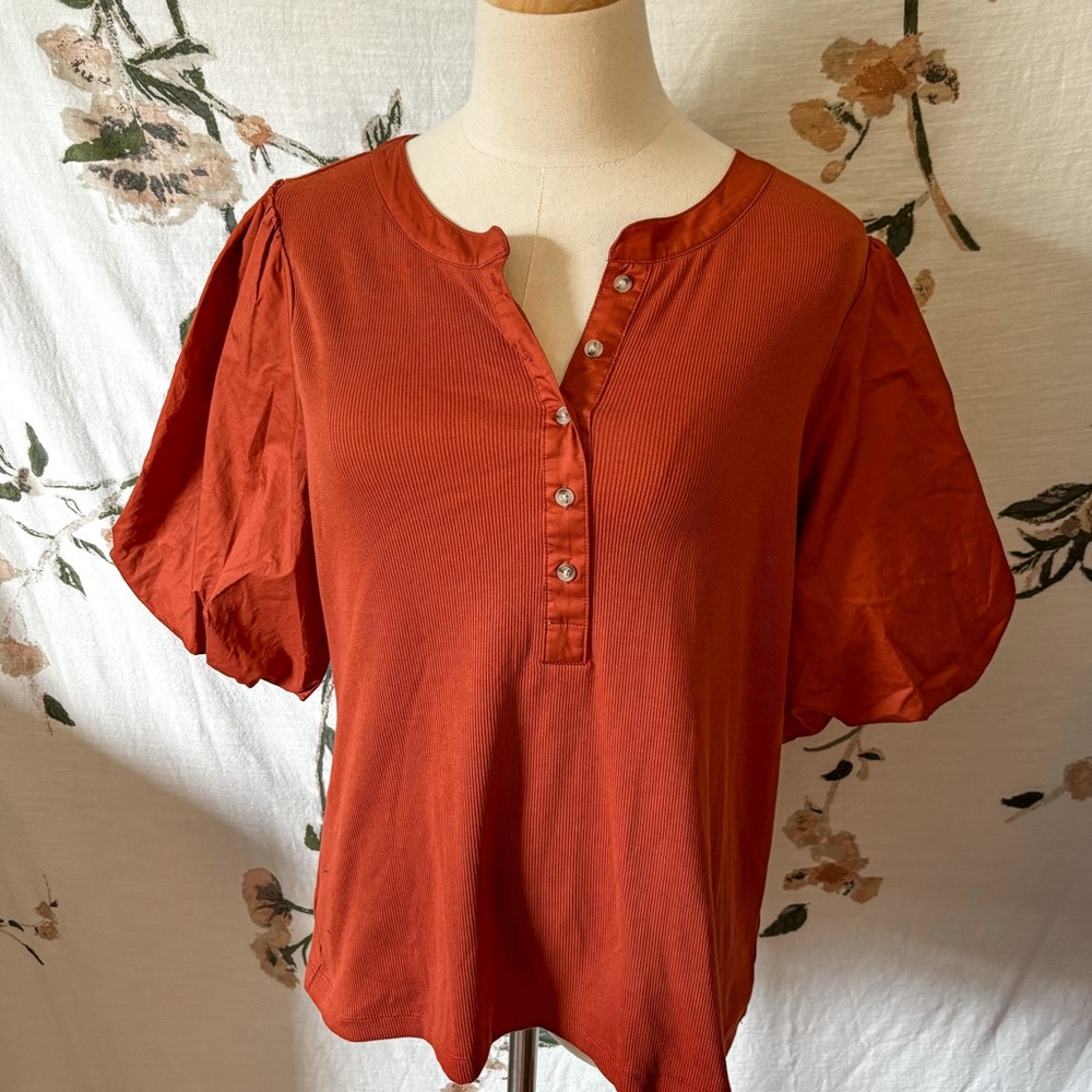 Old Navy Puff Sleeve Blouse Ribbed Top